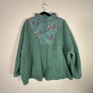 Vera Bradley Super Soft Plush Sherpa Quarter Zip Quilted Pullover Jacket size 3x